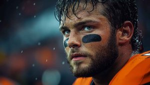 American Football Player Portrait Mobile Wallpaper, Sports Background Free