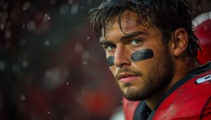 Intense Football Player Portrait Mobile and Desktop Free Wallpaper