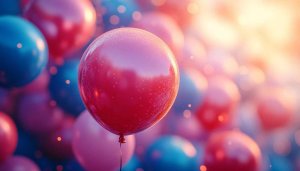 Festive Balloons Red and Blue Party Theme Mobile Wallpaper
