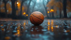 Wet Basketball Court Raindrops Aesthetic Mobile Background HD Wallpaper