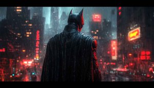 Batman in Rain Dark City 4K Mobile Phone Wallpaper Free