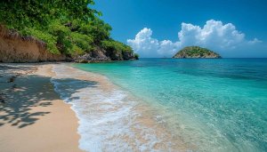 Tropical Beach Scene 4K Mobile Wallpaper Sand and Turquoise Water