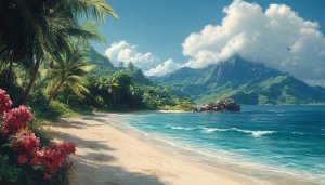 Tropical Beach Paradise 4K Desktop Background Free Mobile Wallpaper