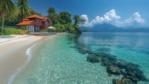 Tropical Beach Villa Resort 4K Desktop Background Free Mobile Wallpaper