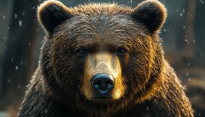 Intense Brown Bear Portrait Mobile Wallpaper or 4K Desktop Background