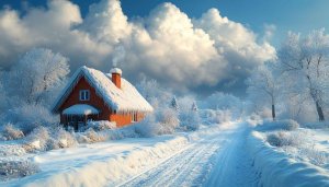 Winter Wonderland Home Wallpaper, Snowy Landscape Desktop Background, Free Image