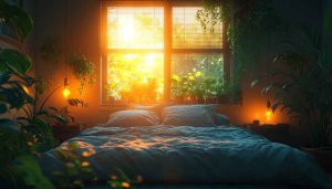 Sunlit Bedroom Plants Aesthetic Wallpaper for Desktop or Mobile