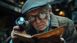 Detective Reading Book Wallpaper, Vintage Style Mobile Background, 4K