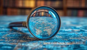 Vintage Map Through Magnifying Glass 4K Desktop Background Wallpaper