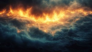 Fiery Ocean Waves 4K Desktop Background Dramatic Wallpaper