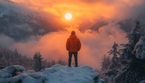 Mountain Sunrise 4K Wallpaper - Snowy Landscape Desktop Backgrounds