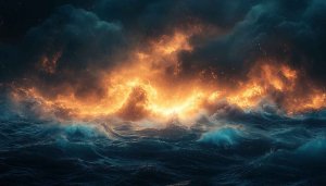 Dramatic Ocean Wave Mobile Wallpaper Glowing Sky 4K Background