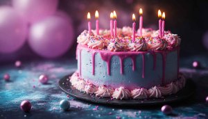 Pink Birthday Cake Mobile Wallpaper, Party Celebration Background, No Watermark