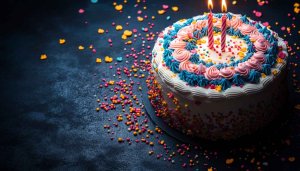 Celebration Birthday Cake mobile wallpaper with burning candles image