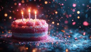 Birthday Cake with Candles Wallpaper Desktop Background Celebration Theme