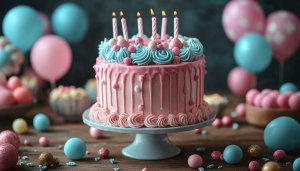 Pink Birthday Cake Image for Desktop Background or Mobile Wallpaper