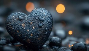 Detailed Stone Heart Wet with Water 4K Mobile Wallpaper