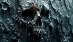 Dark Skull Stone Carving Texture 4K Desktop Background Wallpaper