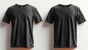 Two Gray T-shirts Mockup, Fashion Presentation, Apparel Design Template