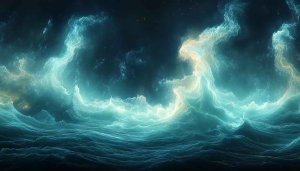 Ocean Waves Aesthetic Wallpaper, Free 4K Desktop Background, Teal Sea