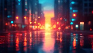Rainy City Night Lights Reflections 4K Desktop Mobile Wallpaper