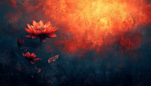 Abstract Orange Lotus Flower Art Mobile Wallpaper Floral Background