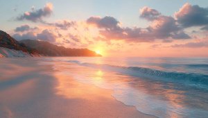Golden Hour Beach Scenery 4K Desktop Background Mobile Wallpaper