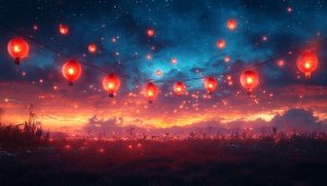 Chinese Lanterns Festival Night Sky Mobile Wallpaper Background