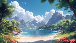 Tropical Island Beach 4K Desktop Background Summer Vacation Wallpaper