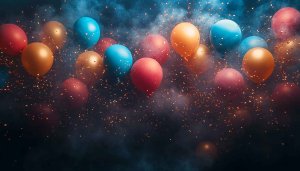 Colorful Balloons Confetti Party Celebration Theme 4K Desktop Wallpaper