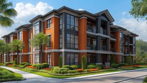 Luxury Apartment Complex Architecture 4K Desktop Wallpaper Mobile Background