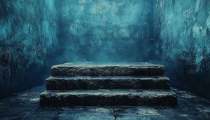 Mystic Stone Steps 4K Desktop Wallpaper, Dark Blue Background