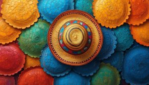Cinco de Mayo Sombrero on Colorful Tablecloths 4K Desktop Background