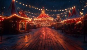Christmas Winter Wonderland Carnival Lights Mobile Wallpaper Free Use