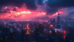 Rainy New York City Night Skyline 4K Desktop Wallpaper