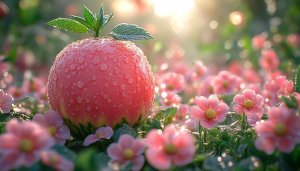 Fresh Apple with Flowers 4K Desktop Wallpaper Free No Sign Up