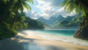 Tropical Island Beach 4K Desktop Backgrounds Palm Trees Mobile Wallpaper