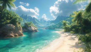 Tropical Beach Paradise 4K Mobile Wallpaper - Ocean View Background