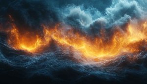 Epic Fire and Ice Waves 4K Desktop Background Wallpaper