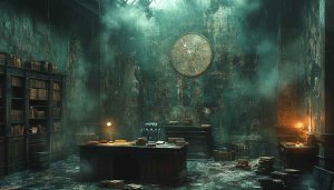 Mysterious Dark Library Room Wallpaper 4K for Desktop Background