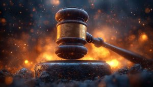 Dramatic Justice Gavel Wallpaper - Law Court 4K Desktop Background