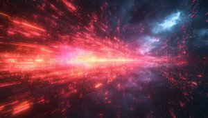 Red Cyberpunk Glow Mobile Wallpaper, Digital Art Desktop Background 4K