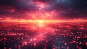 Red Horizon Ocean Sparkles 4K Desktop Background Free Mobile Wallpaper