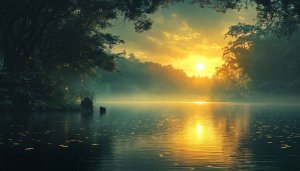 Lake Sunset 4K Wallpaper - Nature Serenity Desktop Background