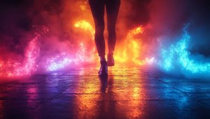 Cyberpunk Walk 4K Desktop Background, Colorful Glowing Mobile Wallpaper