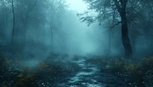 Misty Forest Path 4K Desktop Wallpaper Foggy Woods Background