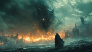 Fantasy Dragon 4K Desktop Wallpaper Burning City Mobile Background