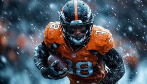 Denver Broncos Football Mobile Wallpaper in Snowfall 4K Background