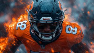 American Football Player Fire Mobile Wallpaper 4K Desktop Background