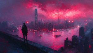 Cyberpunk Cityscape Painting Desktop Background Urban Digital Art Wallpaper